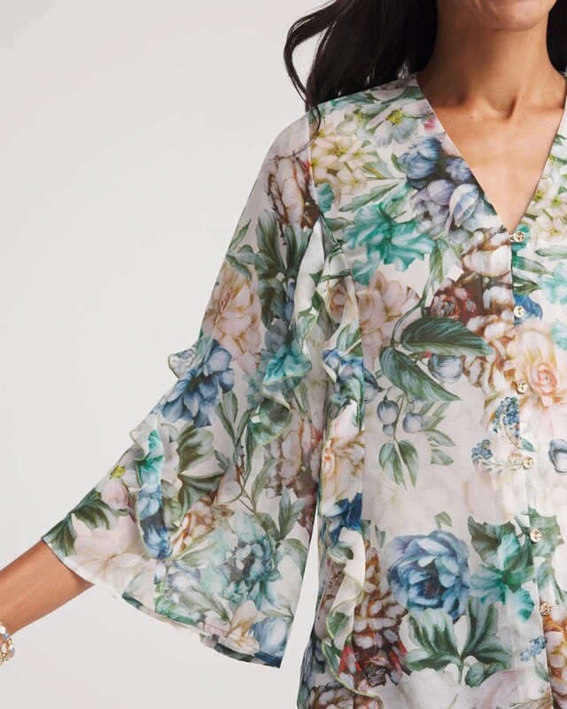Georgette Ruffled V-Neck Blouse - image 4